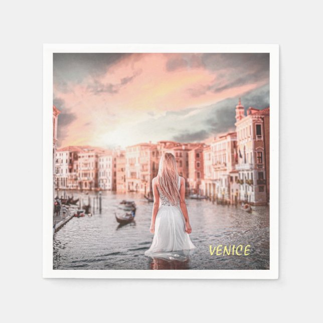 Blondie im romantischen Venedig Serviette (Vorderseite)