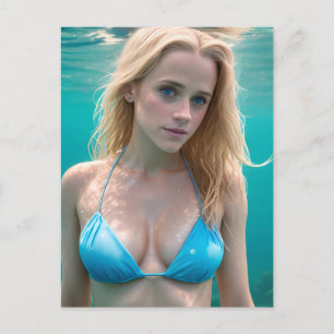 Blondine im Bikini Unterwasser-Foto-Postkarte Postkarte