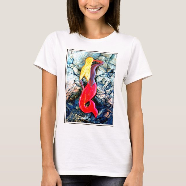 Blondine in rot T-Shirt (Vorderseite)