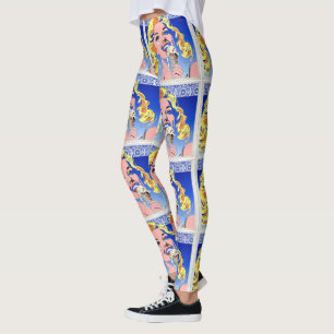 Blondine isst Eiscreme Farbiger 60er Pop-Art-Stil Leggings