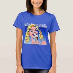 Blondine isst Eiscreme Farbiger 60er Pop-Art-Stil T-Shirt