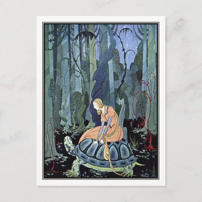 Blondine und die Schildkröte von Virginia Sterrett Postkarte (Vorderseite)