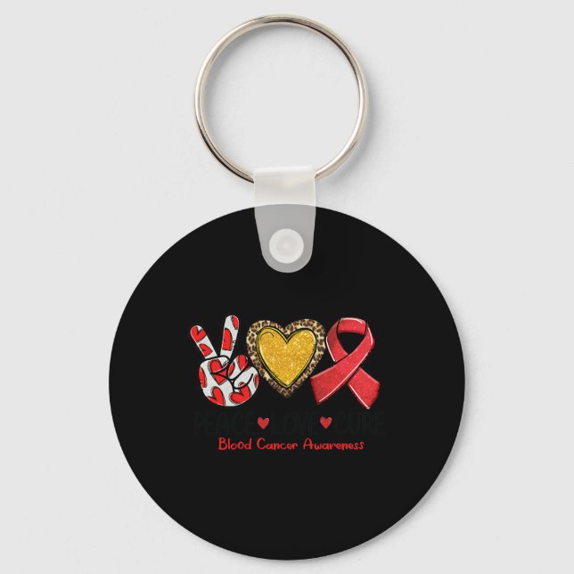 Blood Cancer Awareness Peace Love Cure Rebbon Schlüsselanhänger (Vorderseite)