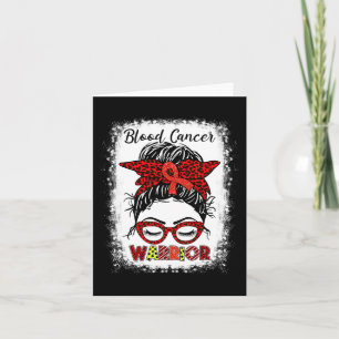 Blood Cancer Warrior Messy Bun Red Ribbon Leopard Karte