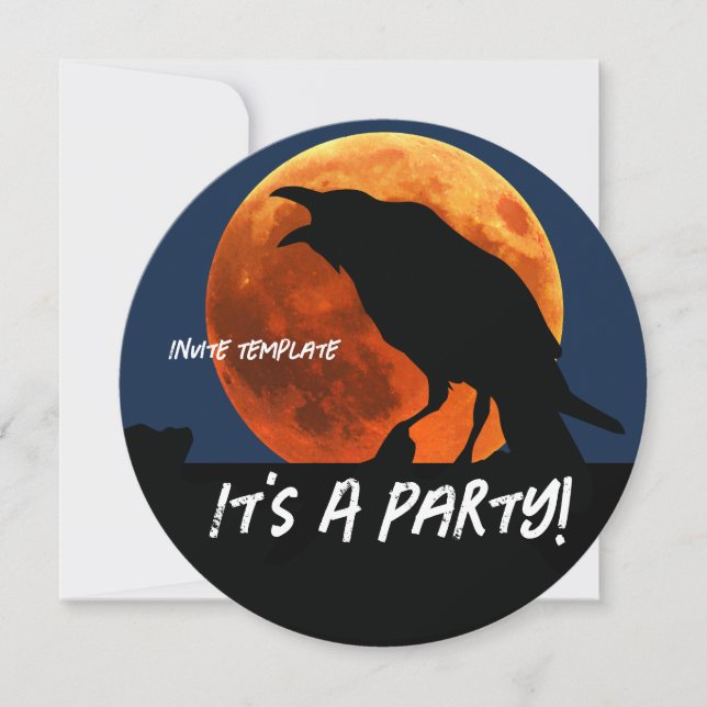 Blood Moon Halloween Raven Einladung (Vorderseite)