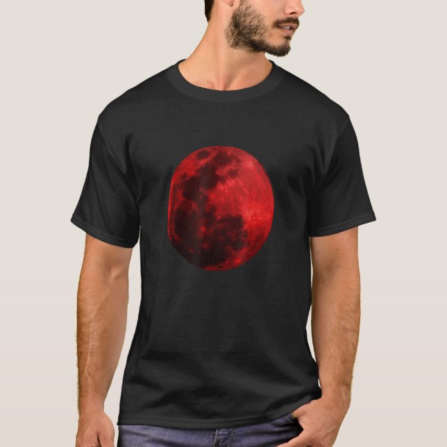 Blood Moon Red Graphic Realistisches Weltraumgesch T-Shirt (Vorderseite)