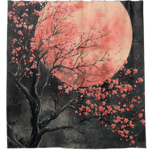 Blood Moon Sakura-Tuschewaschung (2) Duschvorhang