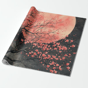 Blood Moon Sakura-Tuschewaschung (2) Geschenkpapier