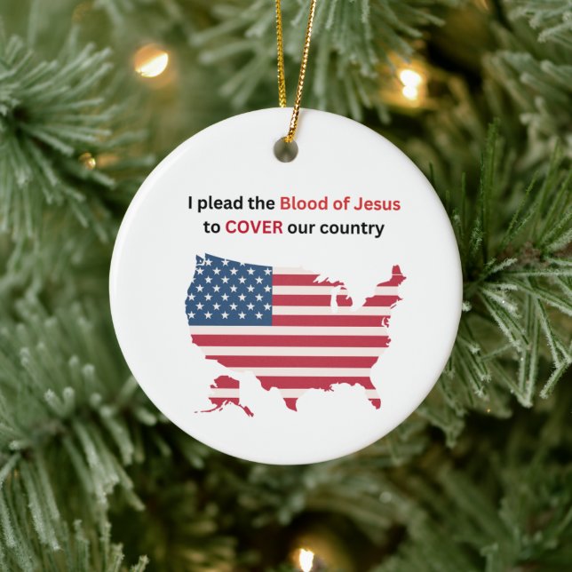 Blood of Jesus to Cover Our Country - round  Keramik Ornament (Baum)