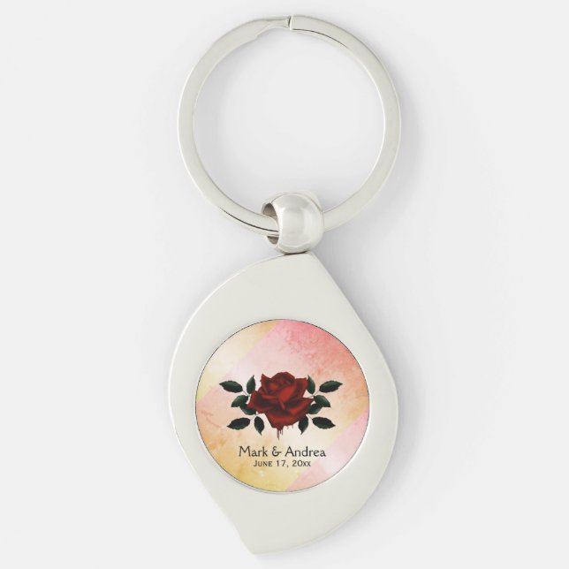 Blood Rose Goth Wedding Party Geschenk Peach Schlü Schlüsselanhänger (Vorderseite)
