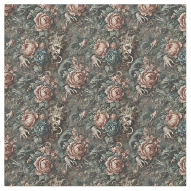 Blood Shadows Ritual - Gothic Dense Tile Stoff (Nahaufnahme)