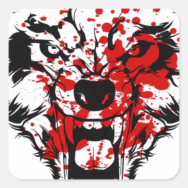 Blood Wolf Quadratischer Aufkleber (Vorderseite)