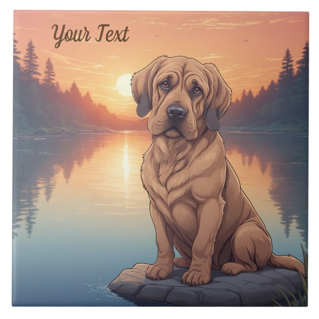 Bloodhound am See Fliese (Vorderseite)