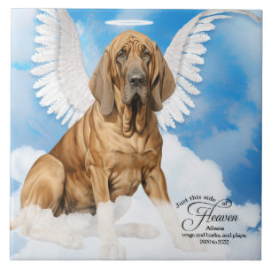 Bloodhound Dog Engel Custom Pet Memorial Fliese
