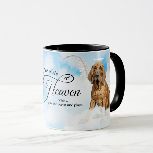 Bloodhound Dog Engel Custom Pet Memorial Tasse (VorderseiteRechts)