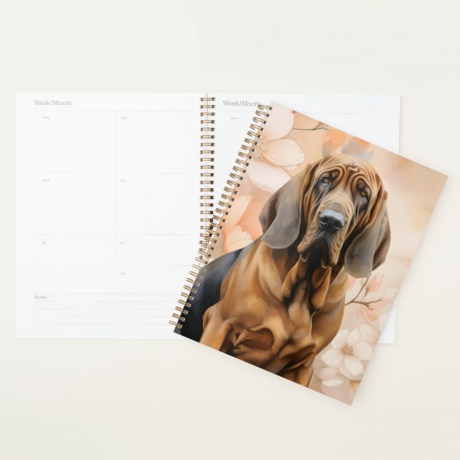 Bloodhound Dog Lover and Peach Blossoms (Devant avec enveloppe)