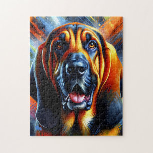 Bloodhound Dog Portrait Akryllische Kunst Print Do