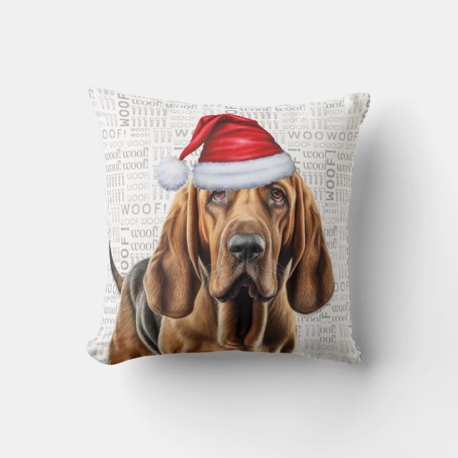 Bloodhound Dog Watercolor Weihnachten Kissen (Vorderseite)