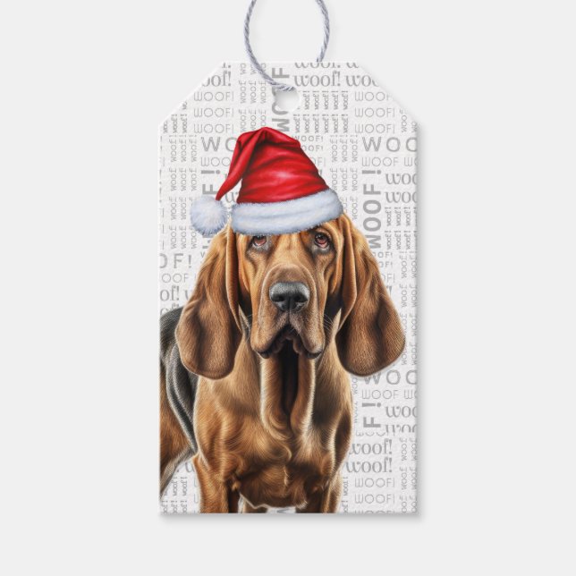 Bloodhound Dog Weihnachtsfeiertag Geschenkanhänger (Vorderseite)