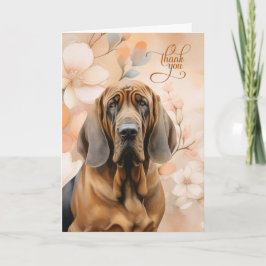 Bloodhound Dog with Peach Blossoms Dankeskarte
