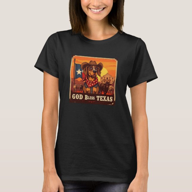 Bloodhound God Bless Texas T-Shirt (Vorderseite)