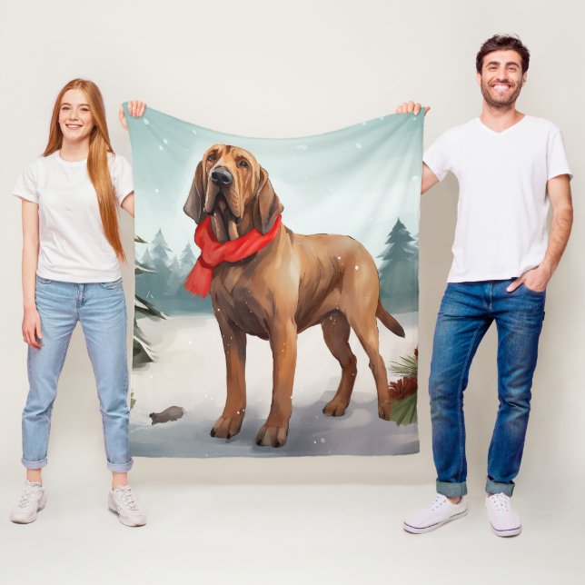 Bloodhound Hund im Schnee Weihnachten Fleecedecke (Beispiel)