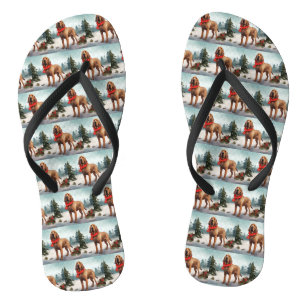 Bloodhound Hund im Schnee Weihnachten Flip Flops