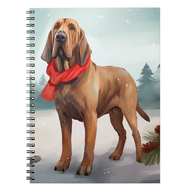 Bloodhound Hund im Schnee Weihnachten Notizblock (Vorderseite)