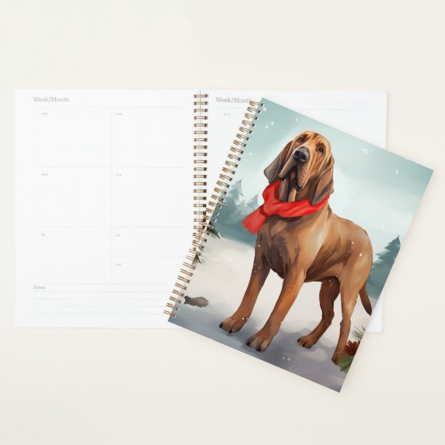 Bloodhound Hund im Schnee Weihnachten Planer (Anzeige)