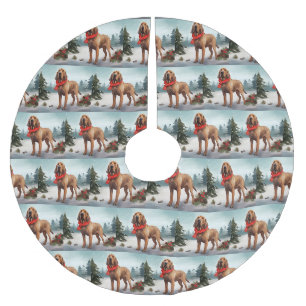 Bloodhound Hund im Schnee Weihnachten Polyester Weihnachtsbaumdecke