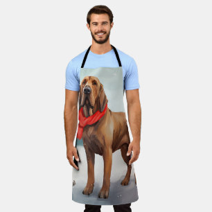 Bloodhound Hund im Schnee Weihnachten Schürze