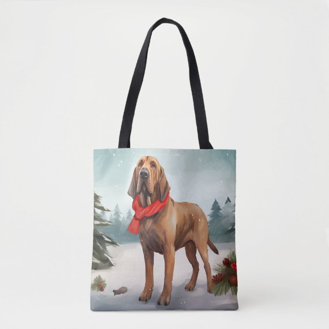 Bloodhound Hund im Schnee Weihnachten Tasche (Vorderseite)