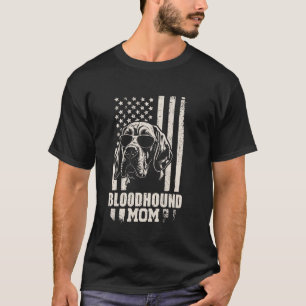 Bloodhound Hund Mama Amerikanische Flaggen Geschen T-Shirt