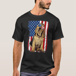 Bloodhound Hund USA Flag Amerika Patriotic 4. J T-Shirt