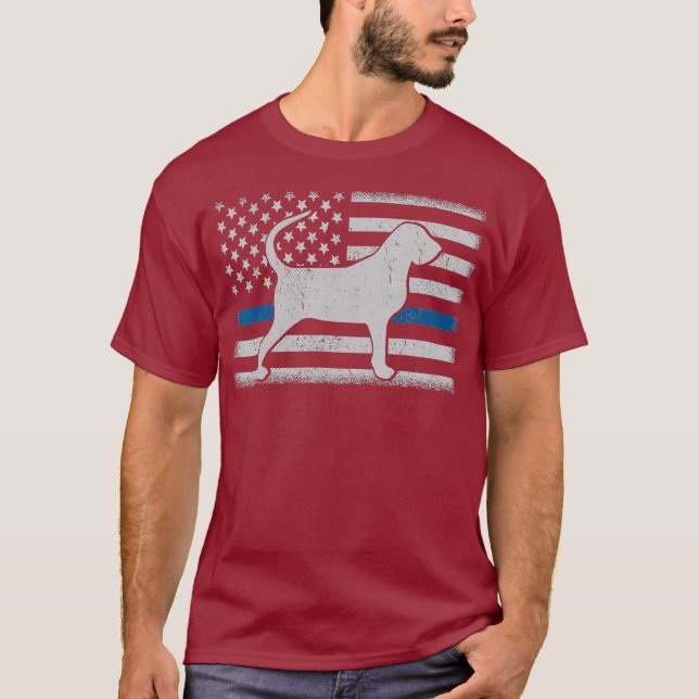 Bloodhound K 9 Police Thin Blue Line Flag T-Shirt (Vorderseite)