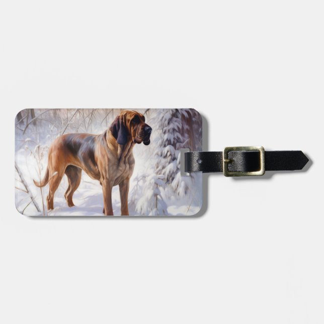 Bloodhound lassen es Weihnachten schnee Gepäckanhänger (Vorderseite horizontal)