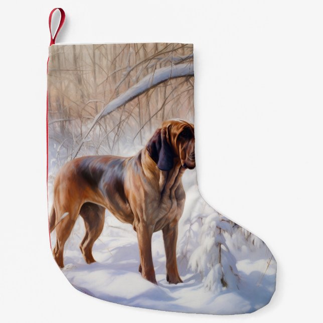Bloodhound lassen es Weihnachten schnee Kleiner Weihnachtsstrumpf (Vorderseite)