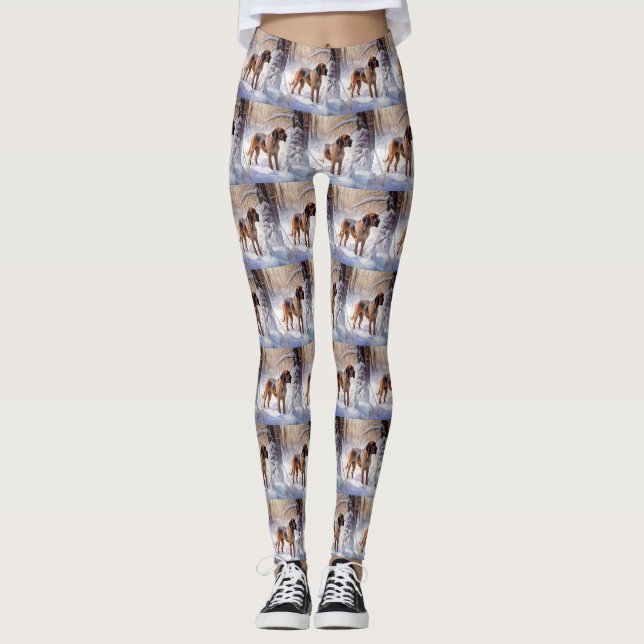 Bloodhound lassen es Weihnachten schnee Leggings (Vorderseite)