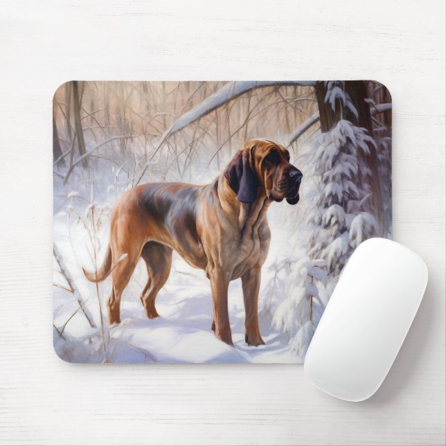 Bloodhound lassen es Weihnachten schnee Mousepad (Mit Mouse)