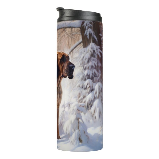 Bloodhound lassen es Weihnachten schnee Thermosbecher (Nach rechts gedreht)