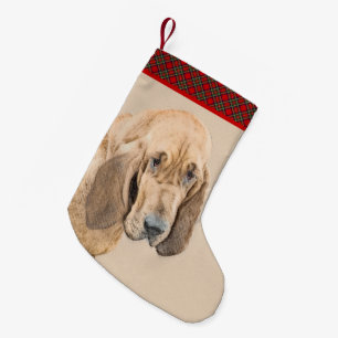 Bloodhound-Malerei - Niedliche Original Hunde-Kuns Kleiner Weihnachtsstrumpf
