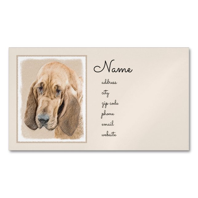 Bloodhound-Malerei - Niedliche Original Hunde-Kuns Magnetische Visitenkarte (Vorderseite)