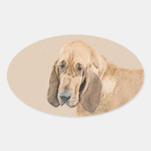 Bloodhound-Malerei - Niedliche Original Hunde-Kuns Ovaler Aufkleber