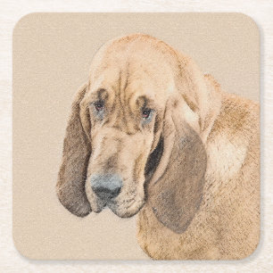 Bloodhound-Malerei - Niedliche Original Hunde-Kuns Rechteckiger Pappuntersetzer