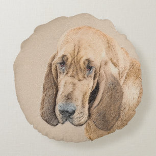 Bloodhound-Malerei - Niedliche Original Hunde-Kuns Rundes Kissen