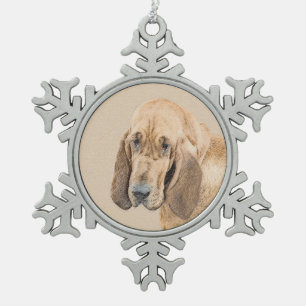 Bloodhound-Malerei - Niedliche Original Hunde-Kuns Schneeflocken Zinn-Ornament