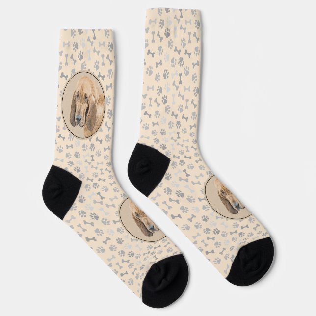 Bloodhound-Malerei - Niedliche Original Hunde-Kuns Socken (Rechts)