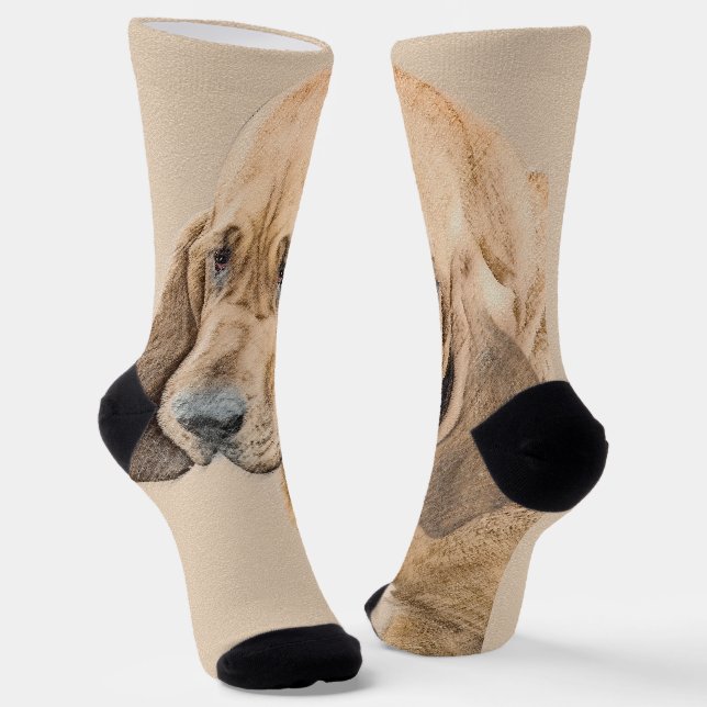 Bloodhound-Malerei - Niedliche Original Hunde-Kuns Socken (Gewinkelt)