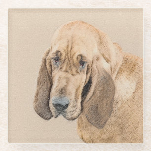 Bloodhound Painting - Cute Original Dog Art Glasuntersetzer