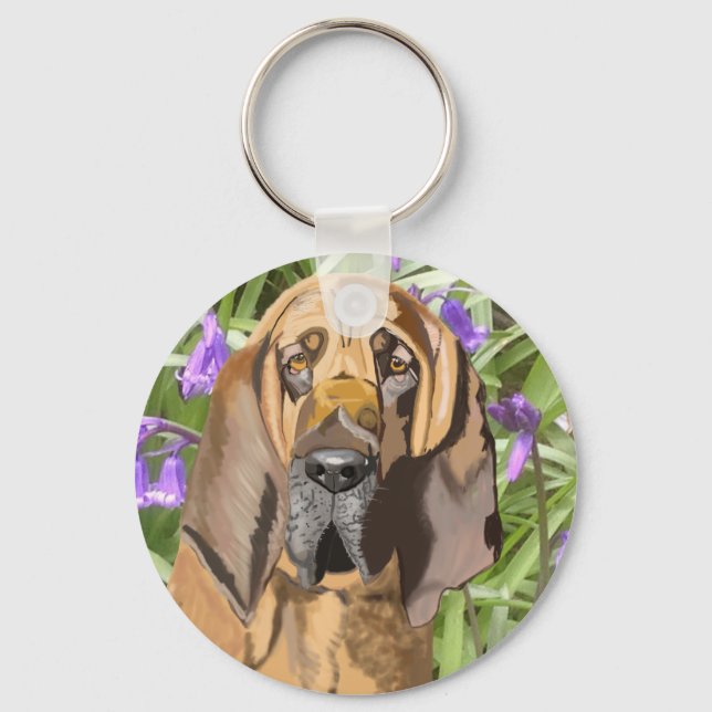 Bloodhound Portrait Schlüsselanhänger (Vorderseite)